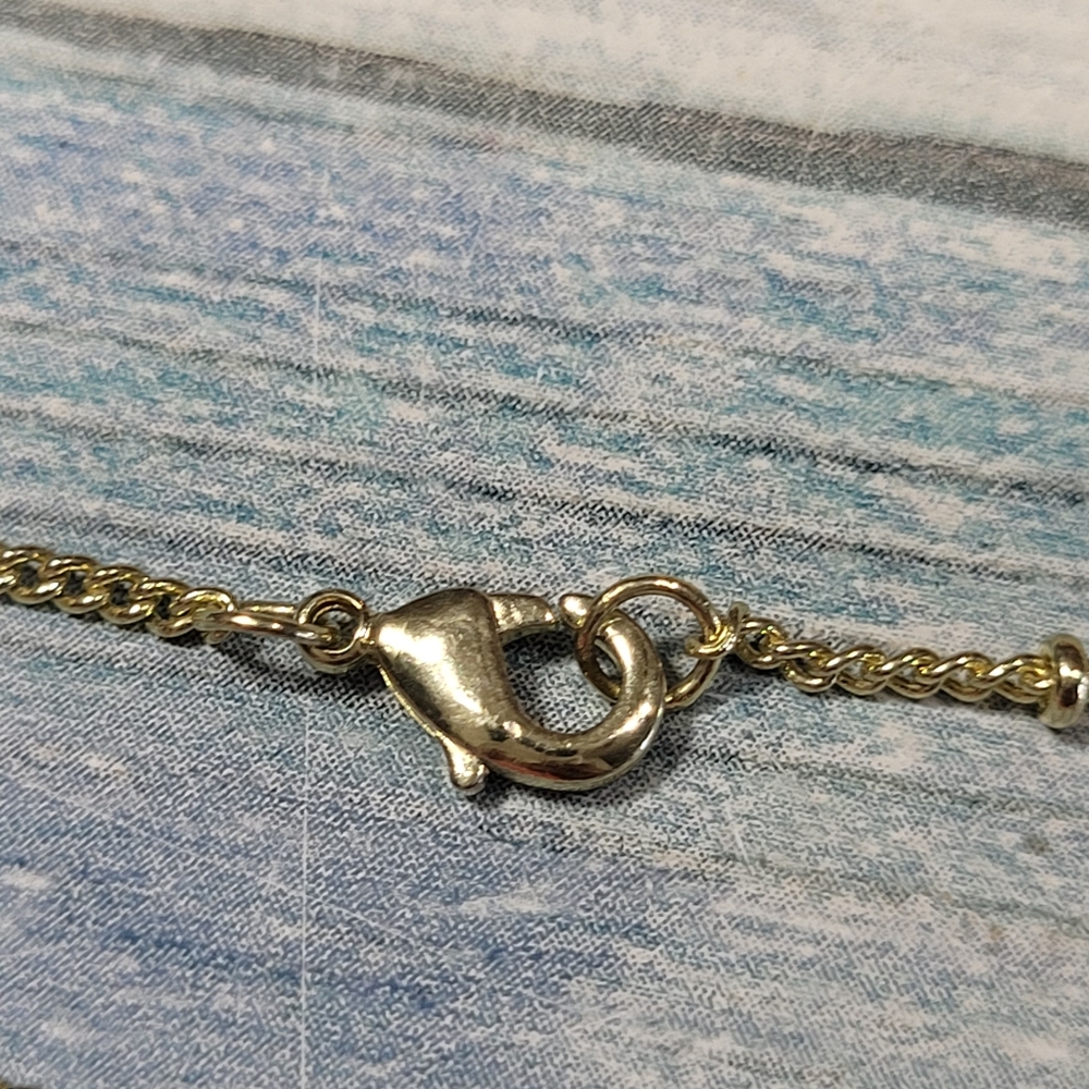 Gold Necklace with Red Leaf Pendant - Picture 4 of 7